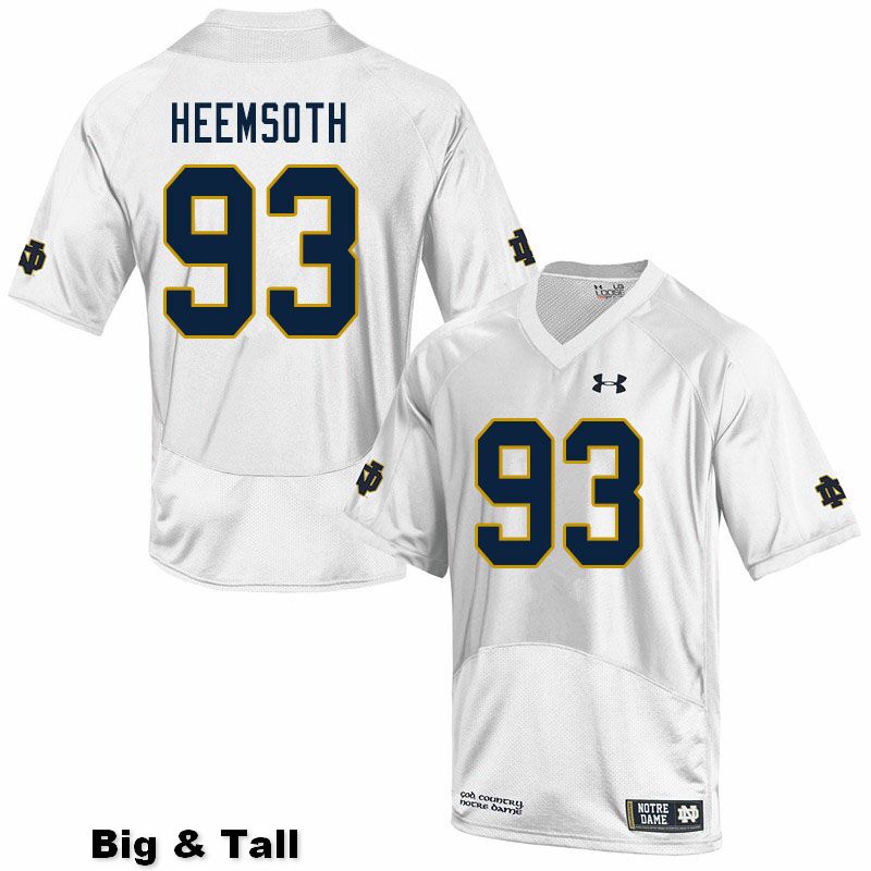 Men's NCAA Notre Dame Fighting Irish #93 Zane Heemsoth Stitched College Under Armour Authentic White Big & Tall Football Jersey UQ10W60CM